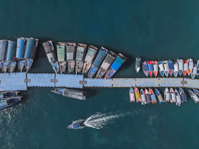Massive cargo container ship loaded with freight